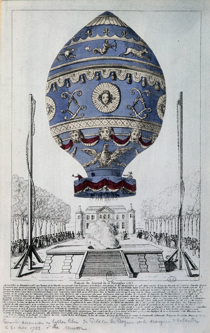 Pilâtre de Roziers første menneskeflukt 21. november 1783 av French School