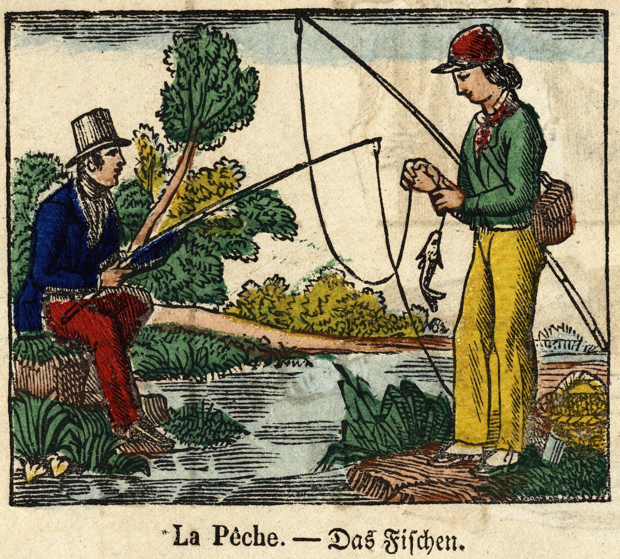 Fishing, the image of a spinal 19th century. av French School