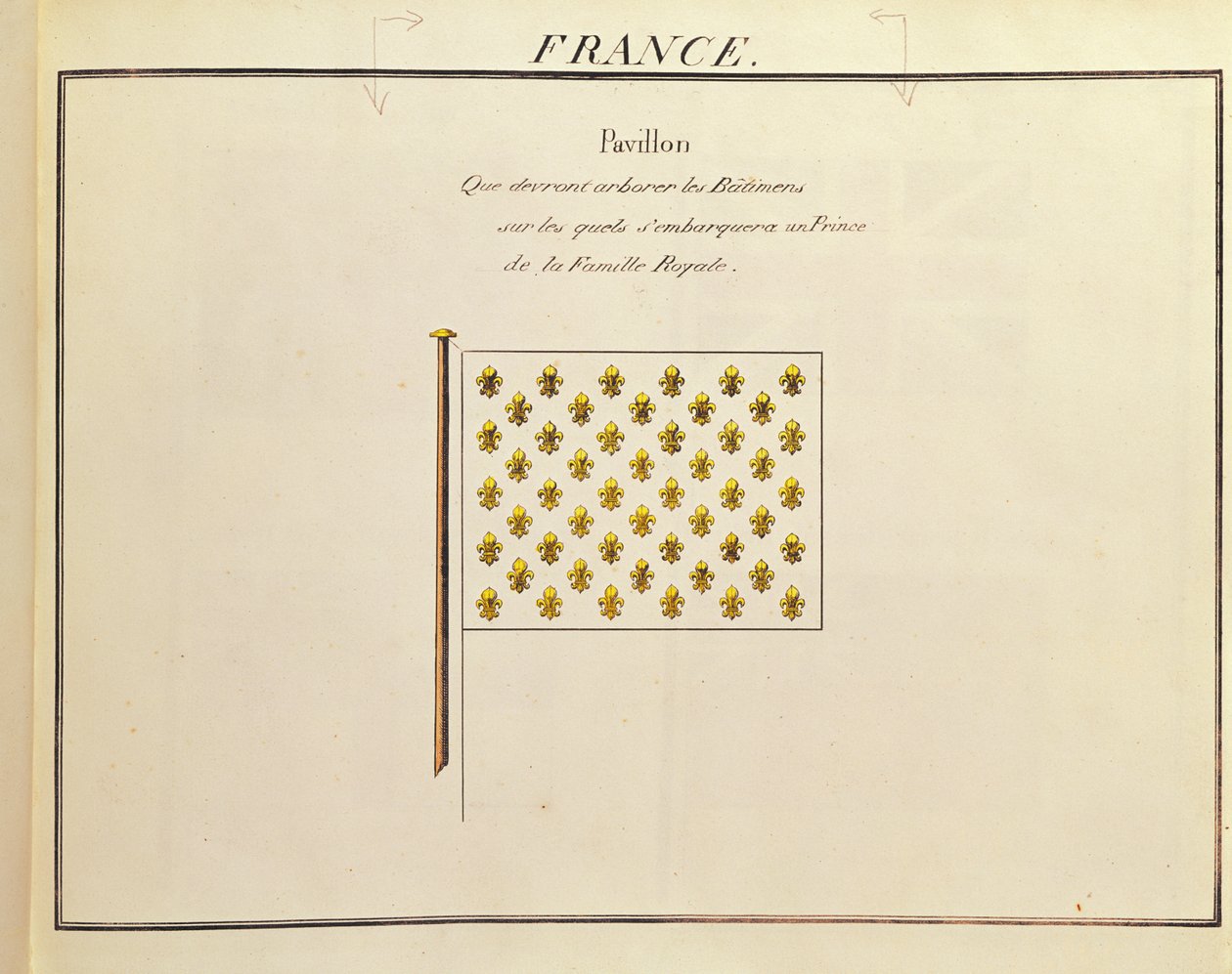 Flagget til en prins av kongefamilien, fra Pavillons des Puissances Maritimes (fargegravering) av French School