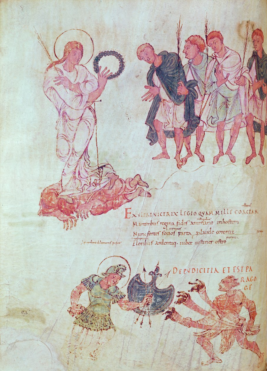 Fol.15.083 fra Psychomachia av Prudentius av French School