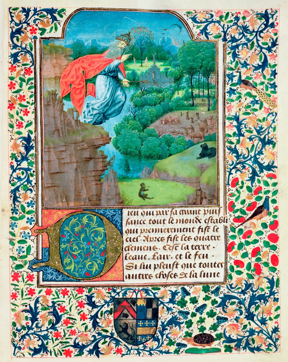 Fol.1 The Creation of the World, fra Traite de Medecine av Aldebrande de Florence, 1356 av French School