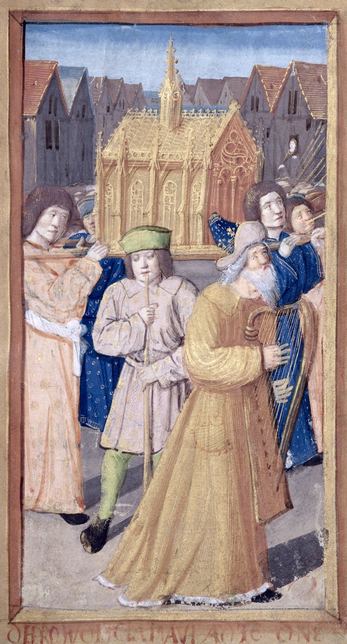 Fol.56r David og Paktens Ark, fra Heures a lUsage de Rome av French School
