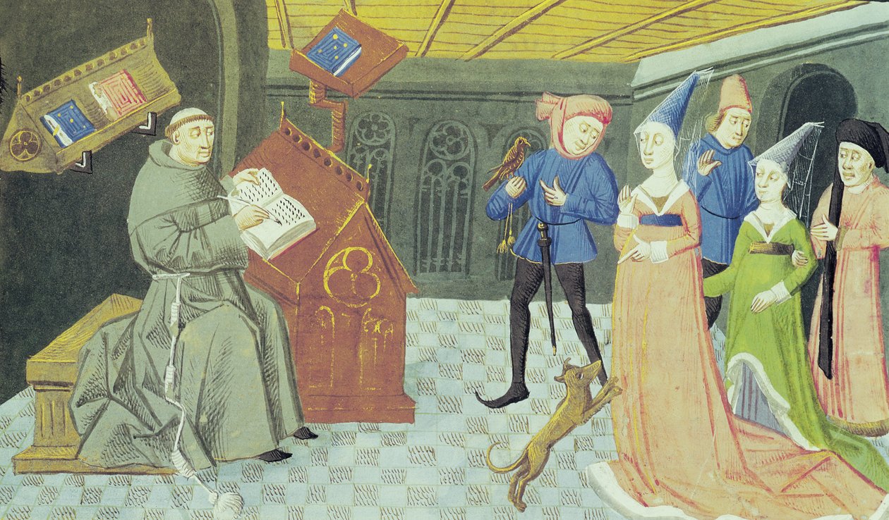 Fol.79r Carlo Marsuppini (d.1453) illustrasjon fra Controversia de Nobilitate av Buonaccorso da Montemagno av French School