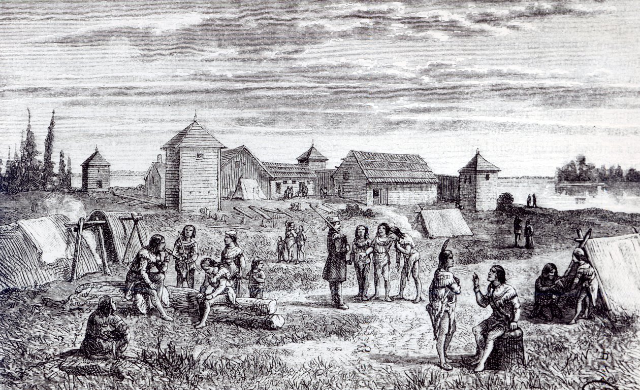 Fort Youkon, en handelsstasjon for Hudson Bay Company, 1800-tallet av French School