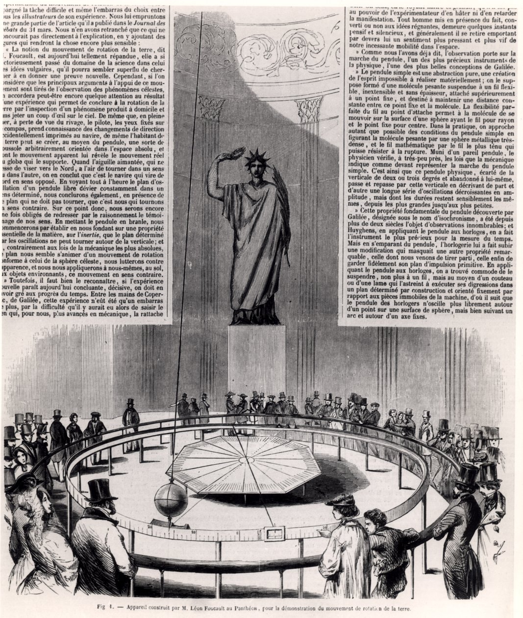 Foucaults pendel ved Pantheon i Paris, ca. 1852 av French School