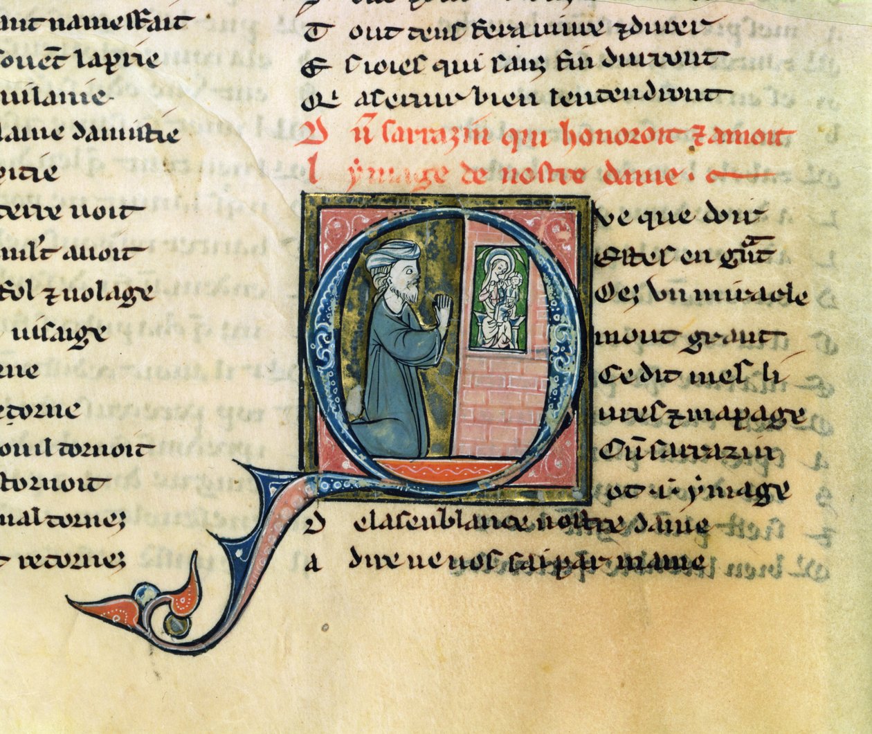 Fr.1533 f.100v Saracen konvertert av et bilde av Jomfruen, fra La Vie Nostre Dame av French School