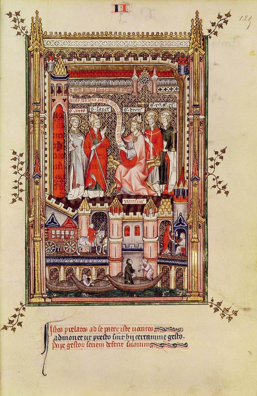 Fr 2091 fol.125 St. Saintin og St. Antonin, blir oppfordret til å skrive historien om livet til St. Denis, fra Vie de St. Denis, 1317 av French School