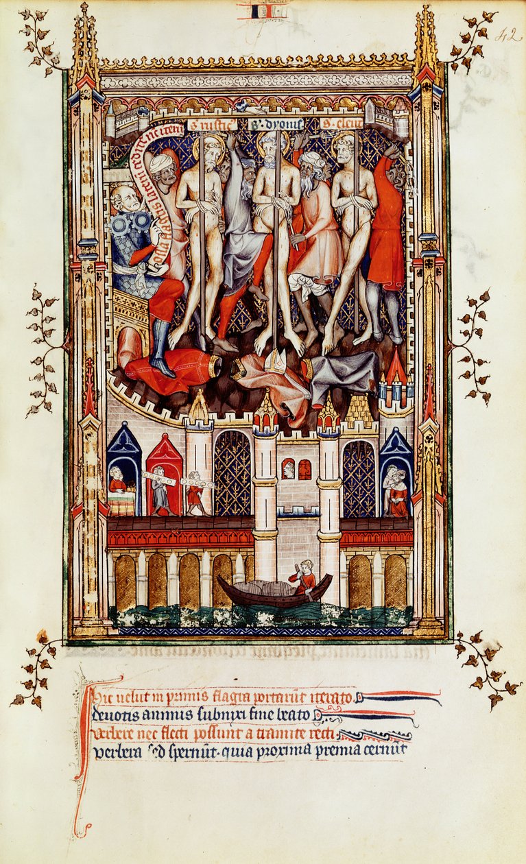 Fr 2092 f.42 Tredje flagellasjon av St. Denis og hans følgesvenner, fra Vie de St. Denis, 1317 av French School