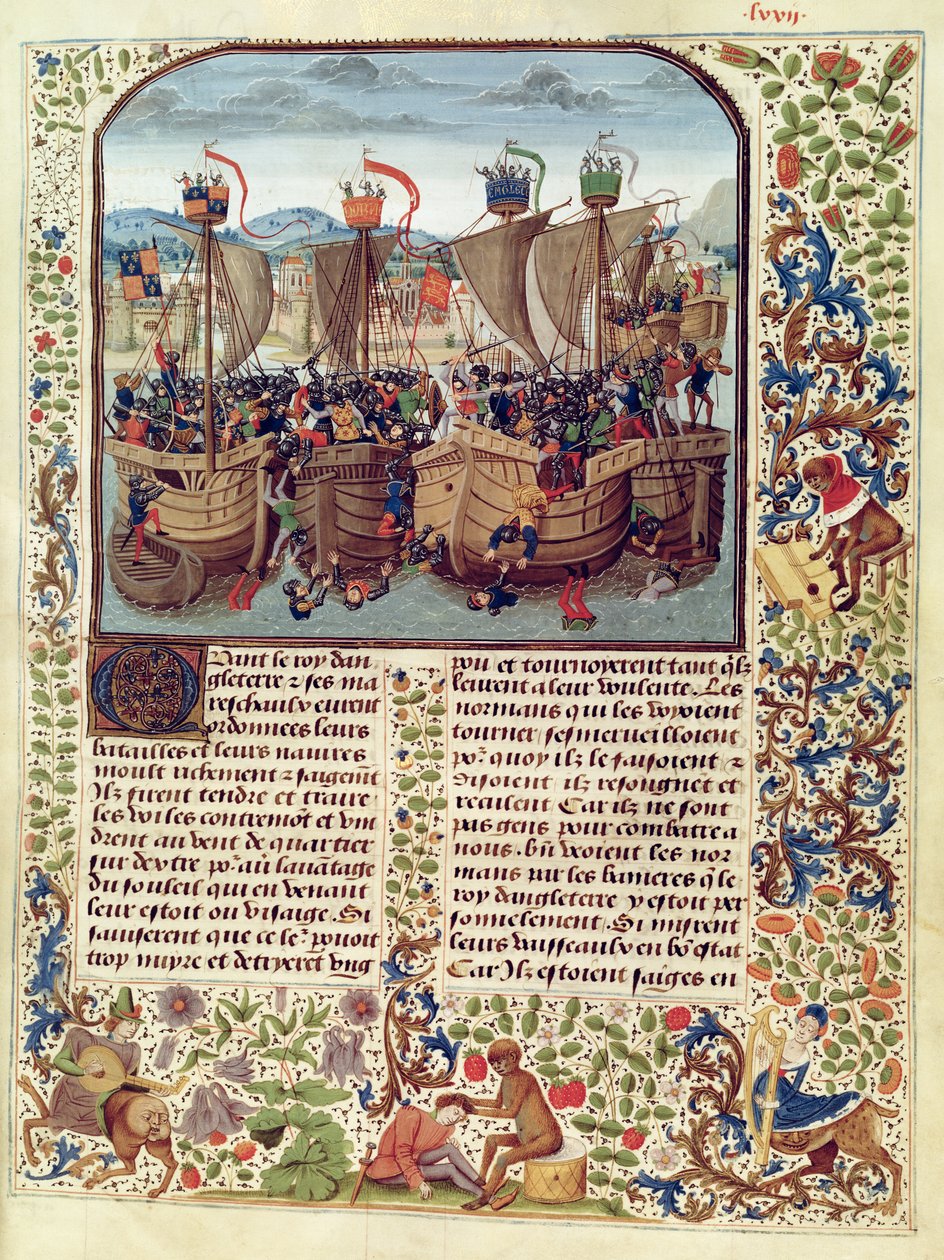 Fr 2643 f.82 Slaget ved Ecluse, 24. juni 1340, fra Froissarts Chronicle av French School