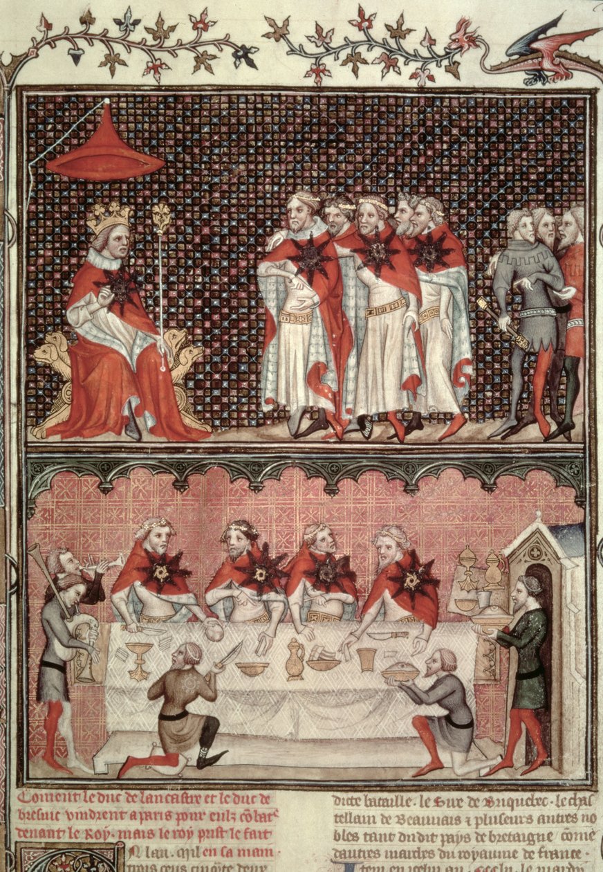 Fr 2813 fol.39 Dauphin Charles (1338-80) og deputerte for de tre stater, fra Grandes Chroniques de France, 1375-79 av French School