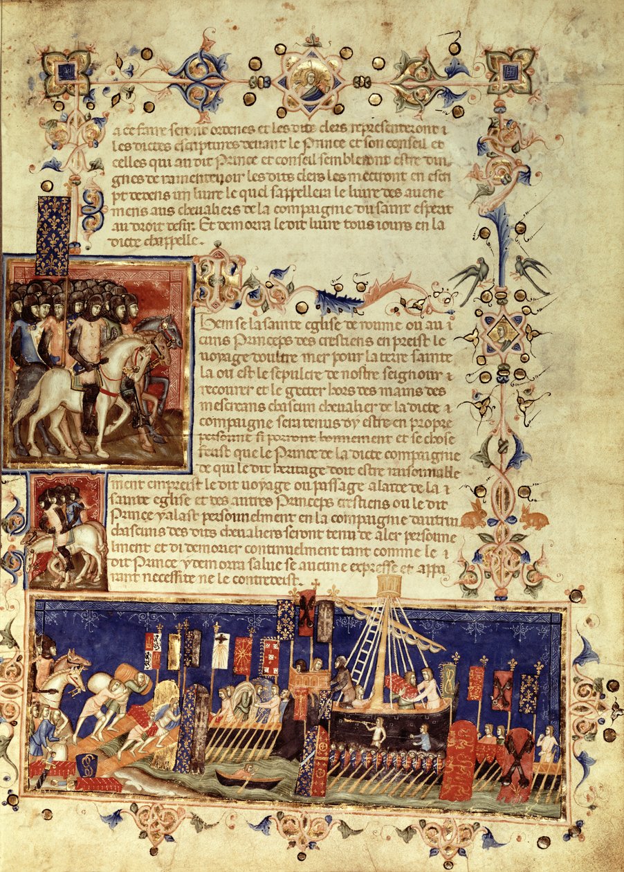 Fr 4274 fol.6 Avgang til korstogene, 1352 av French School