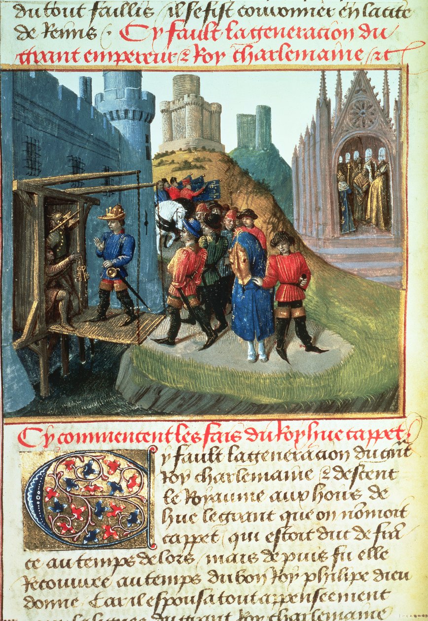 Fr 6465 f.165v Hugues Capet, hertug av Frankrike og biskop Asselin av French School