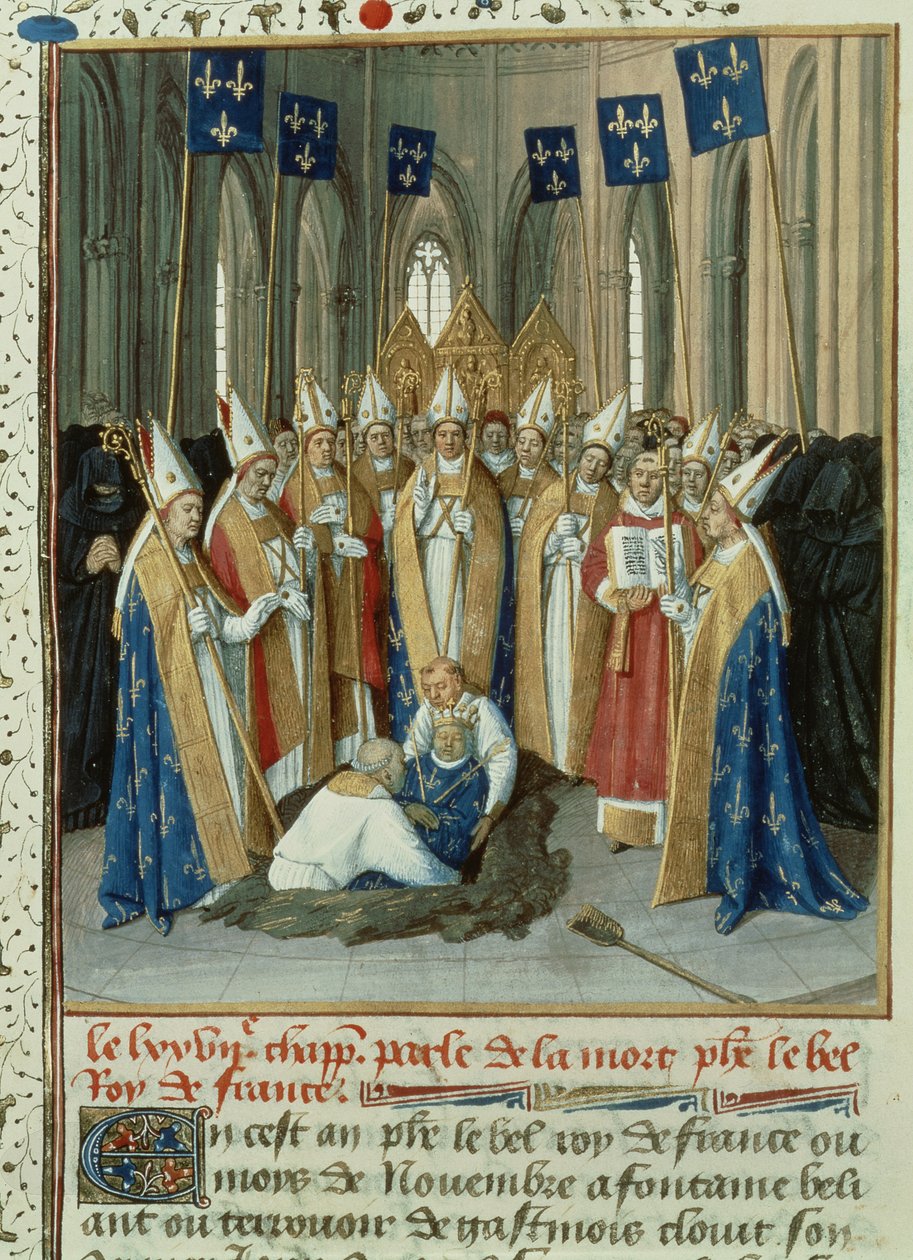 Fr 6465 f.323 Begravelse av Philippe Le Bel (1268-1314) ved St. Denis av French School