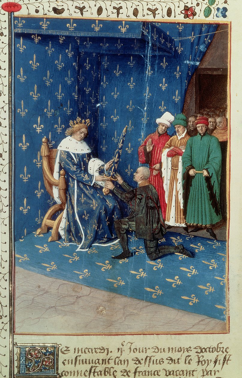 Fr 6465 f.434v Charles V (1338-80) Ridder av konvertitten Bertrand Duguesclin, oktober 1390 av French School