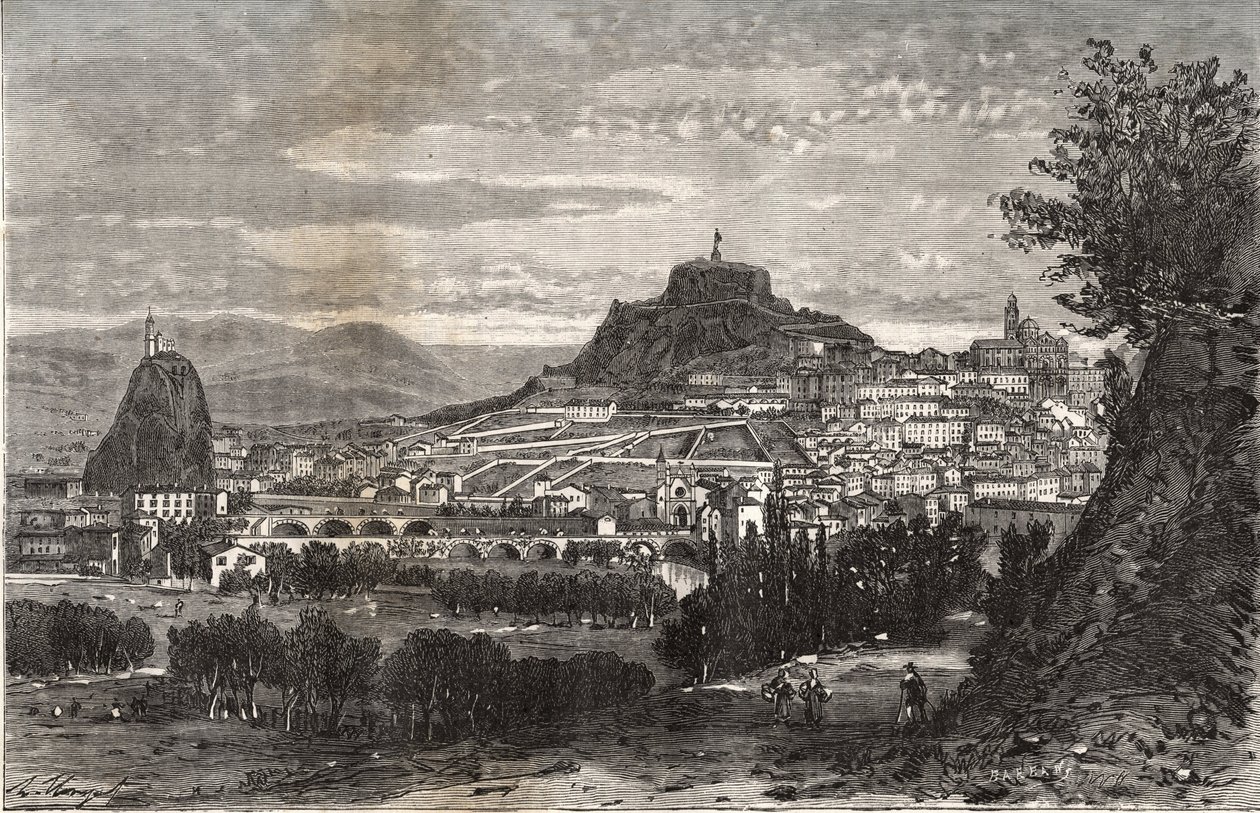 Frankrike, Auvergne, Haute-Loire (43), Le Puy en Velay (Le-Puy-en-Velay) - gravering i "La France illustrée: geography, histoire, administration statistics" av V.A. Malt-Brown. 1884 av French School