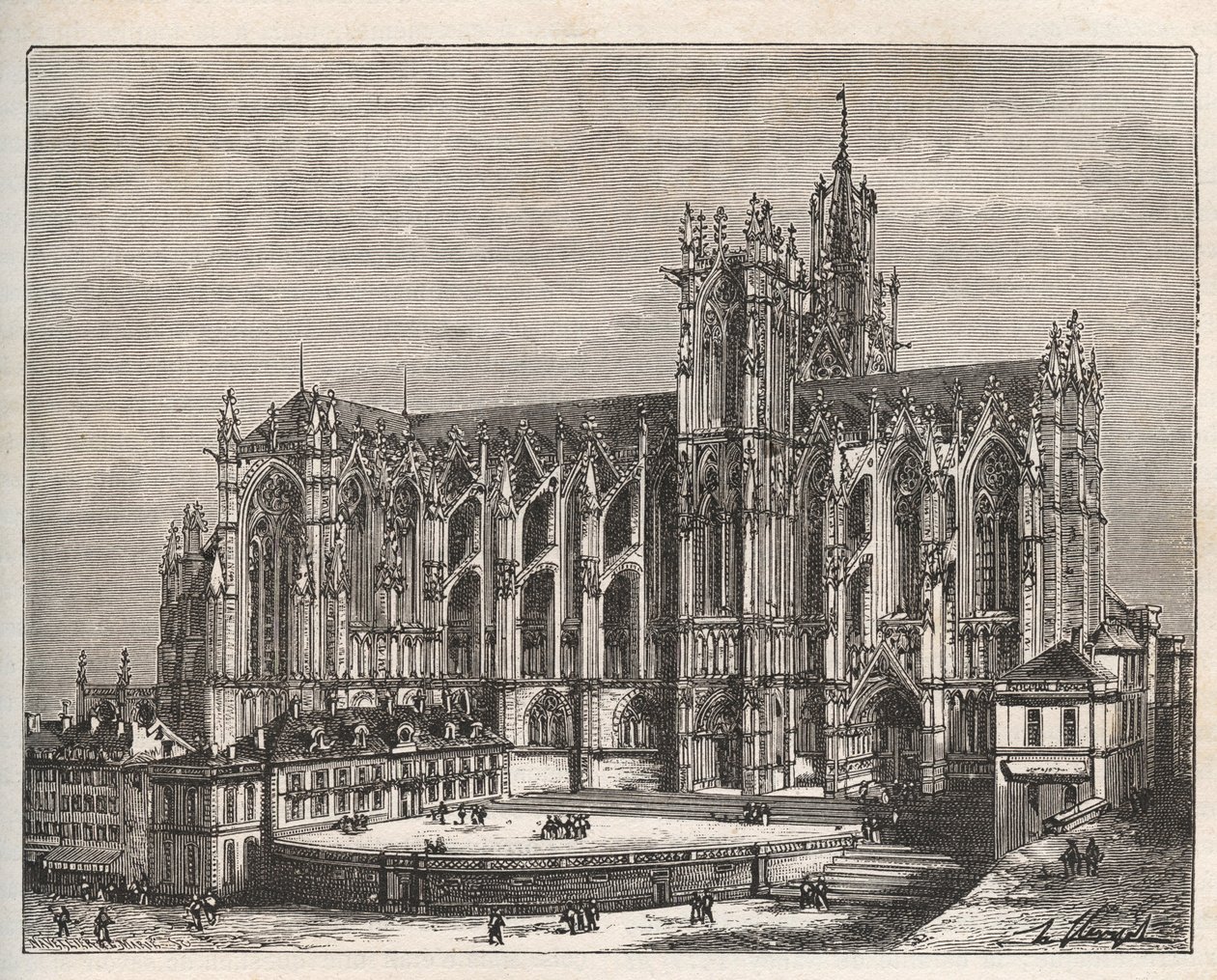 France, Lorraine, Moselle (57), Metz: La cathedrale Saint Etienne de Metz - engraving in “La France illustree: geographie, histoire, administration statistique” by V.-A. Malt-Brown. 1884 av French School