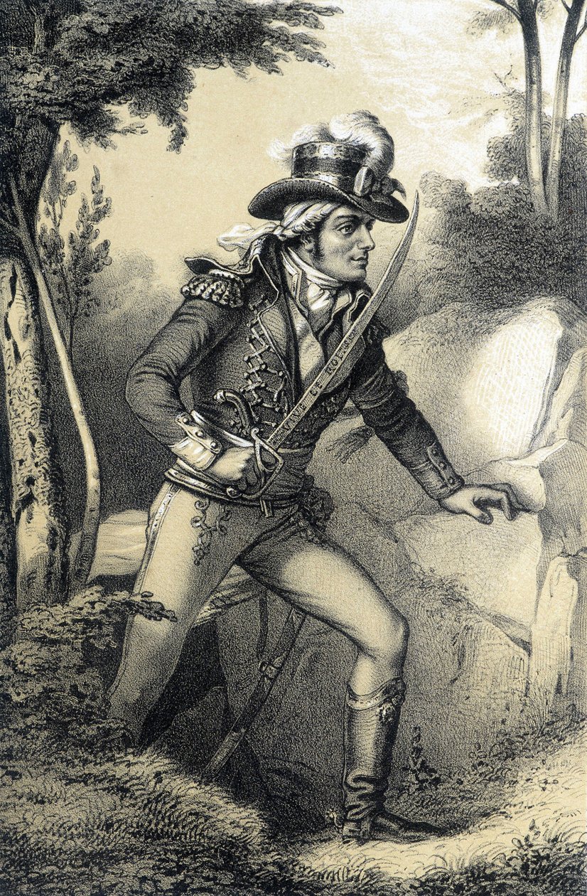 Francois-Athanase de Charette de la Contrie (Francois Athanase) (1763-1796) - i "Galerie historique de la Revolution francaise"" av Albert? Maurin av French School