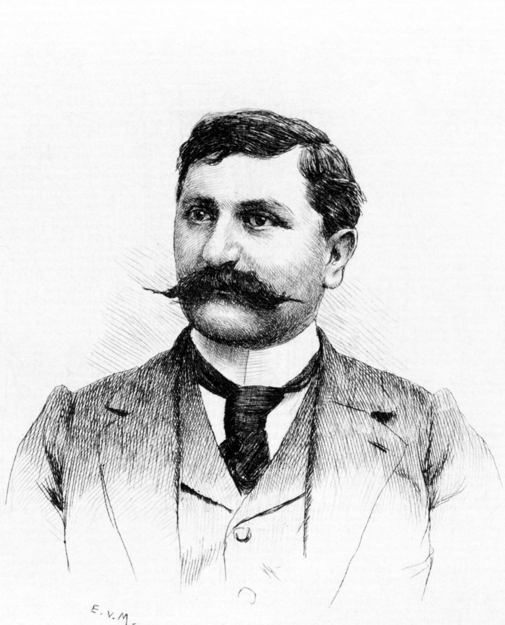 Francois DE NION (1856-1923), fransk romanforfatter og dramatiker. Tegning av Everet Louis Van Muyden (1853-1922). Gravering 1900 av French School