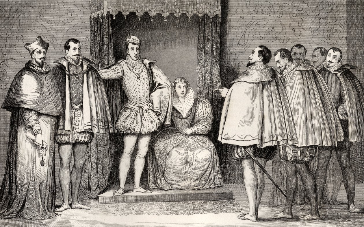 Francois II (1544-60) forteller de parlamentariske varamedlemmer at hertugen av Guise og kardinalen vil styre staten, fra 