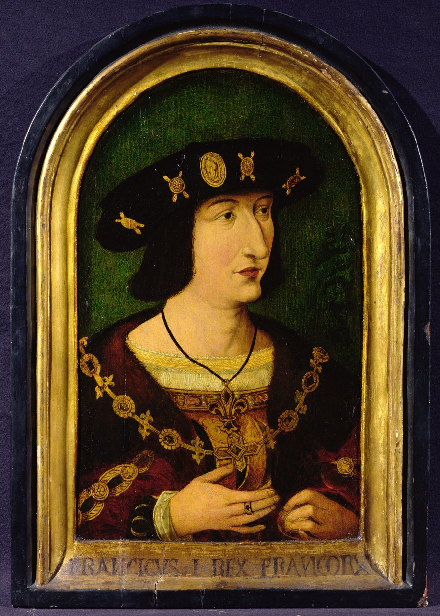 Francois I (1494–1547) konge av Frankrike (1515–47) ca. 1520 (olje på panel) av French School