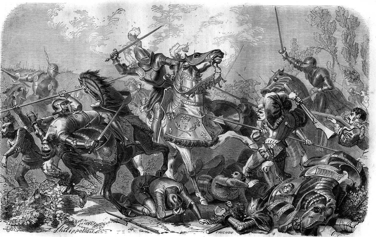 Francois I (1494-1547), konge av Frankrike tok fange i slaget ved Pavia 24. februar av French School