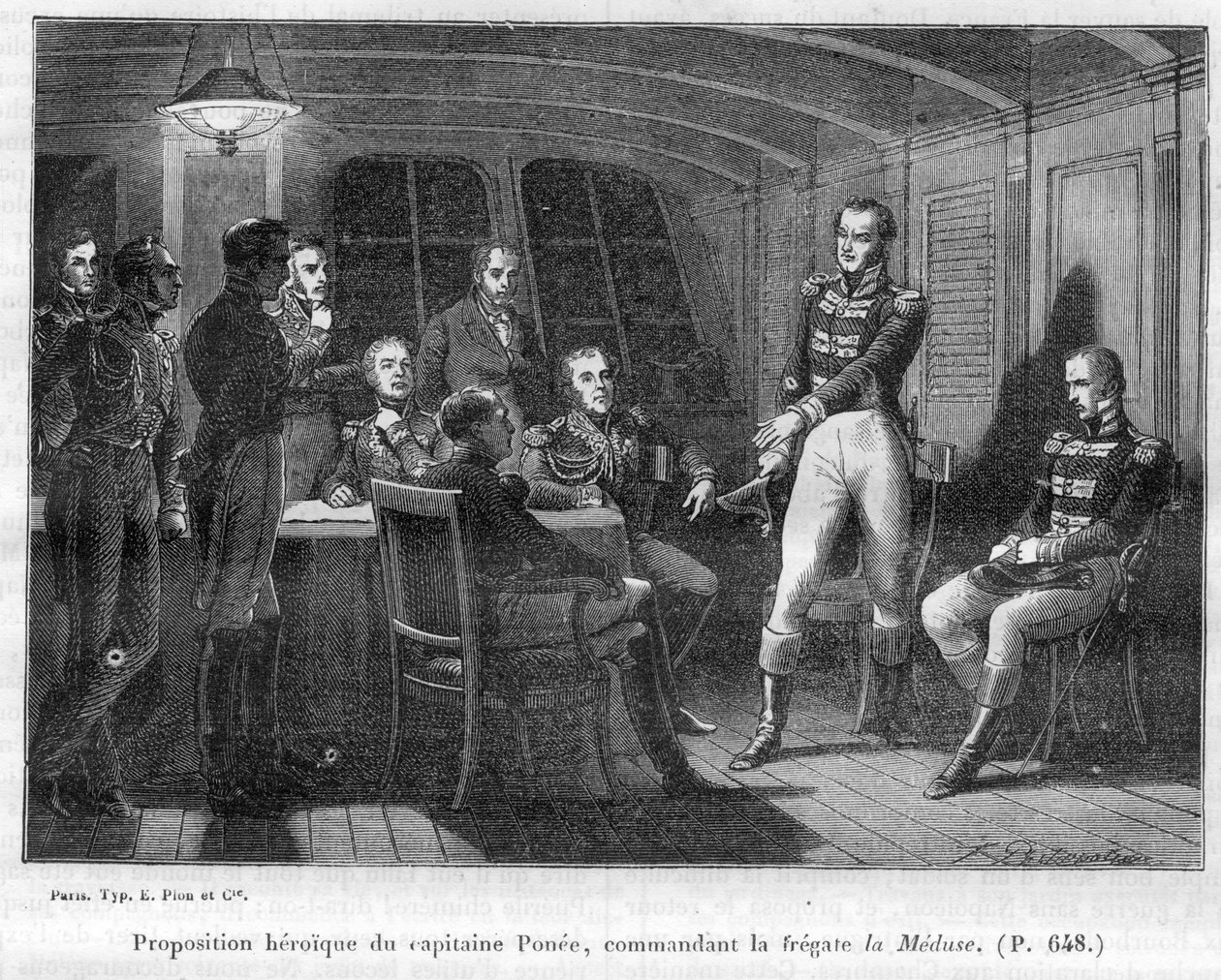 Francois Ponee II (1775-1863), the commander of La Meduse, Napoleonic fidele, offers the emperor to fight alone Le Bellerophon - in “History of the empire following the history of the consulate”” by Adolphe Thiers -1879 - private collection av French School