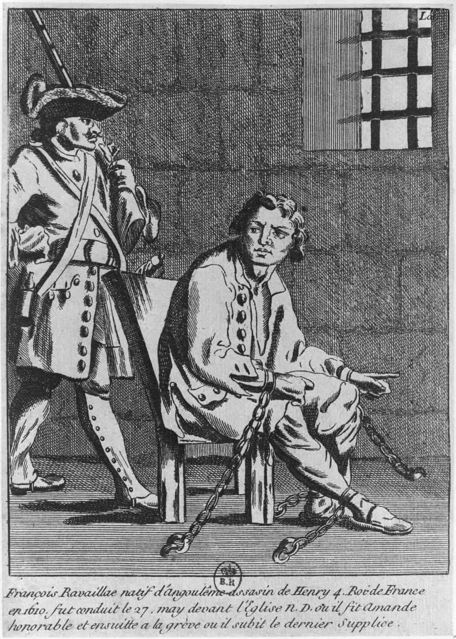 Francois Ravaillac, morderen til kong Henri IV, i fengsel av French School