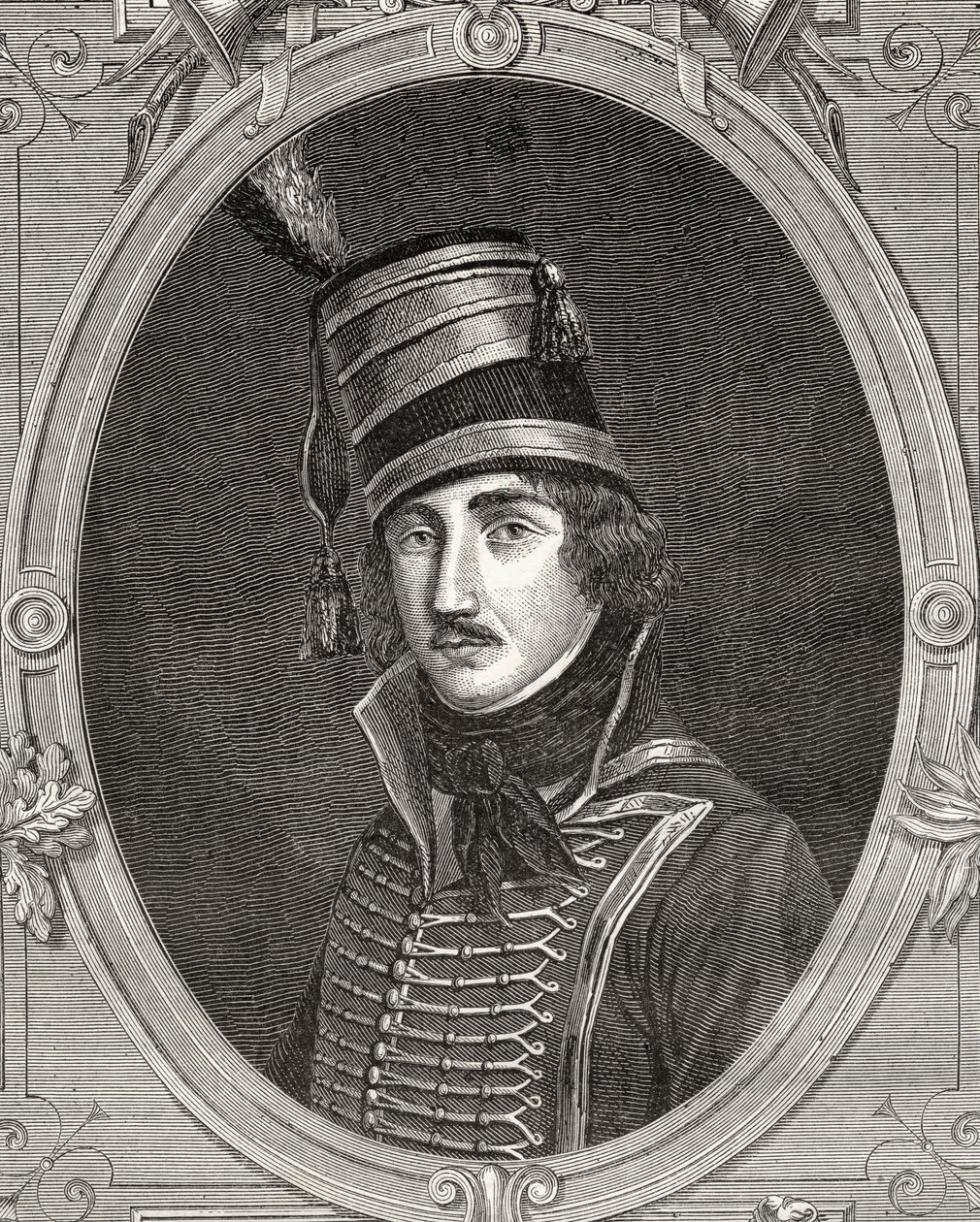 Francois Severin Marceau-Desgraviers, fra 'Histoire de la Revolution Francaise' av Louis Blanc (1811-82) av French School