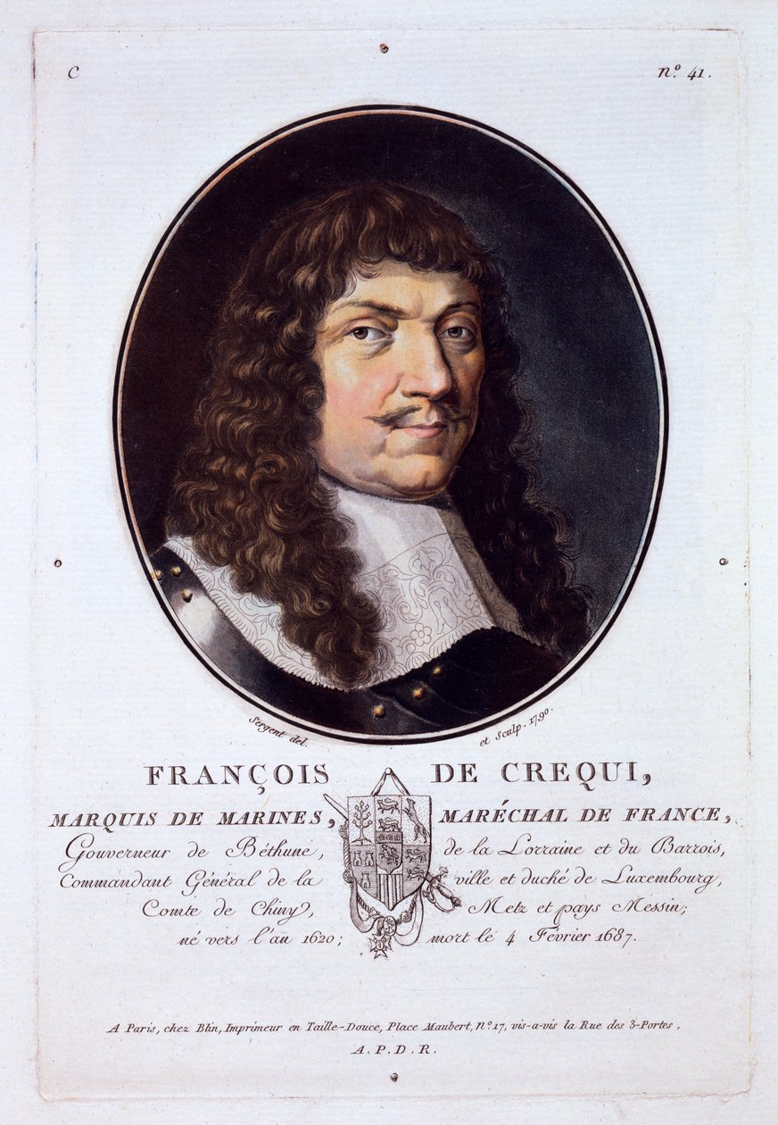 Francois de Crequi, Marquis de Marines, fra Portraits of Great Men, Illustrious Women, and Memorable Subjects of France, utgitt 1787-92 av French School