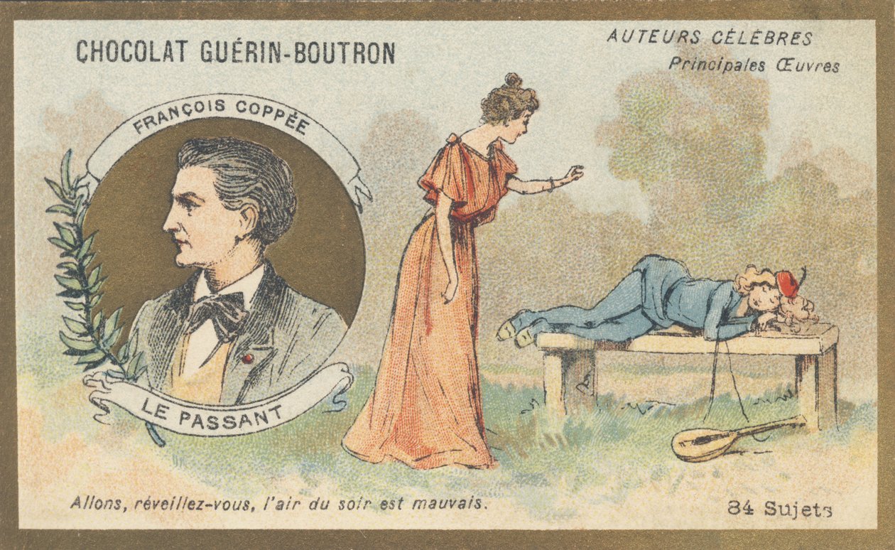 François Coppee (1842-1908), fransk poet, dramatiker og romanforfatter, forfatter av "Le passant", komedie i én akt, på vers (1869) av French School
