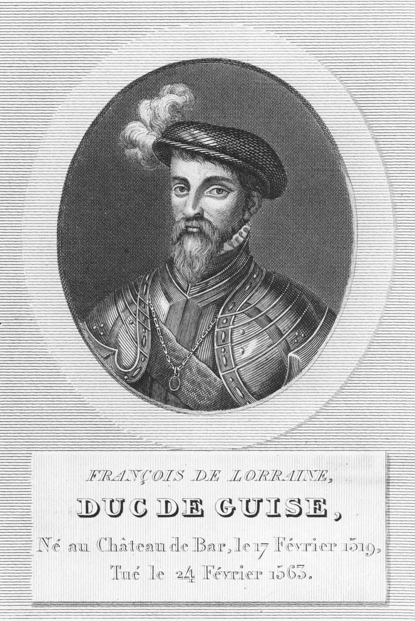 Francois de Lorraine, hertug av Guise (gravering) av French School