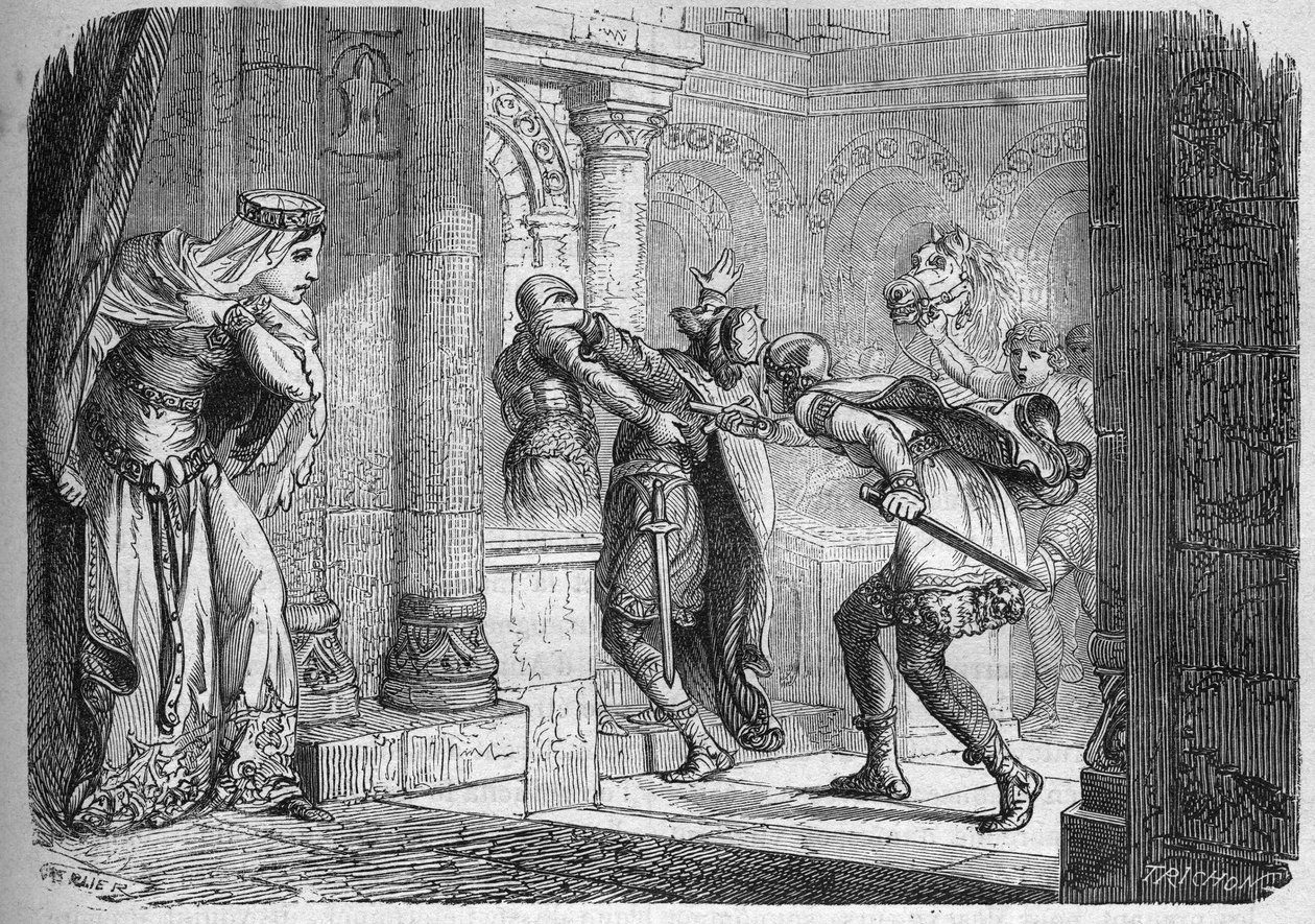 Fredegonde (v. 545 - 597), dronning av Neustria, fikk Chilperic I (539-584) myrdet i 584. Inngravering i "The history of prostitution and debauche among all the people of the world from antikken til i dag" av Dr. Th. -F. Debray. 1879. av French School