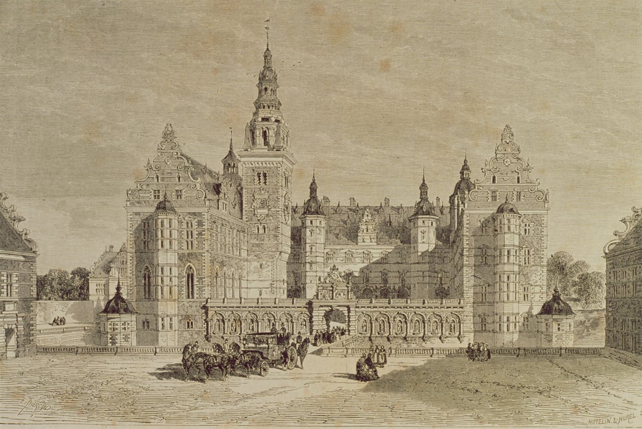 Frederiksborg slott, Hillerød, Danmark, 1850-tallet, fra `Le Tour du Monde, utgitt Paris, 1860-tallet av French School