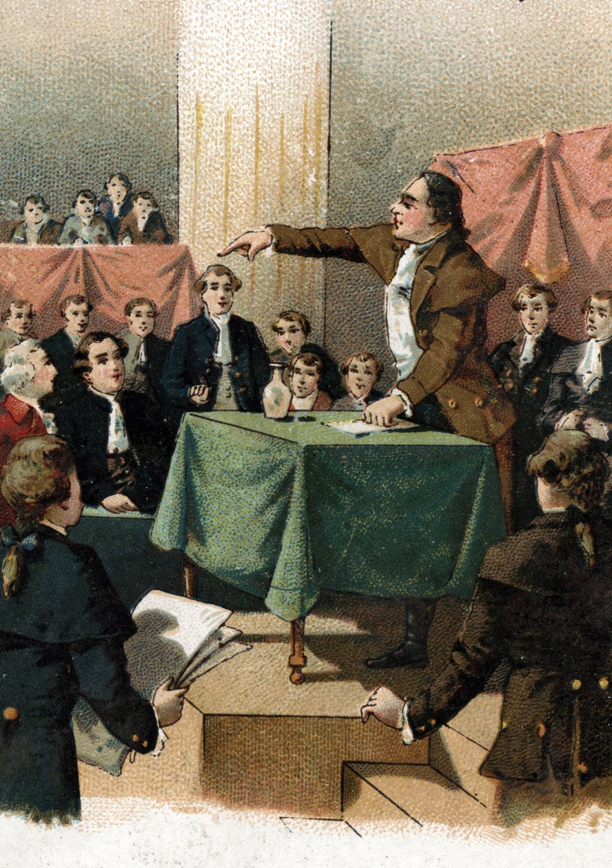 Fransk revolusjon - Georges Jacques Danton (1759-1794) utbryter "" for å beseire, trenger vi frekkhet, og alltid frekkhet"" August 1792 (Fransk revolusjon: Georges Danton snakker "" Vi trenger frekkhet, og enda mer frekkhet, og alltid frekkhet! "" august 1 av French School