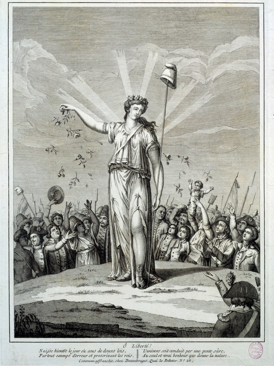 Fransk revolusjon: "O liberte" hyllest til frihet. Gravering av Paris fra 1700-tallet, Musee Carnavalet av French School