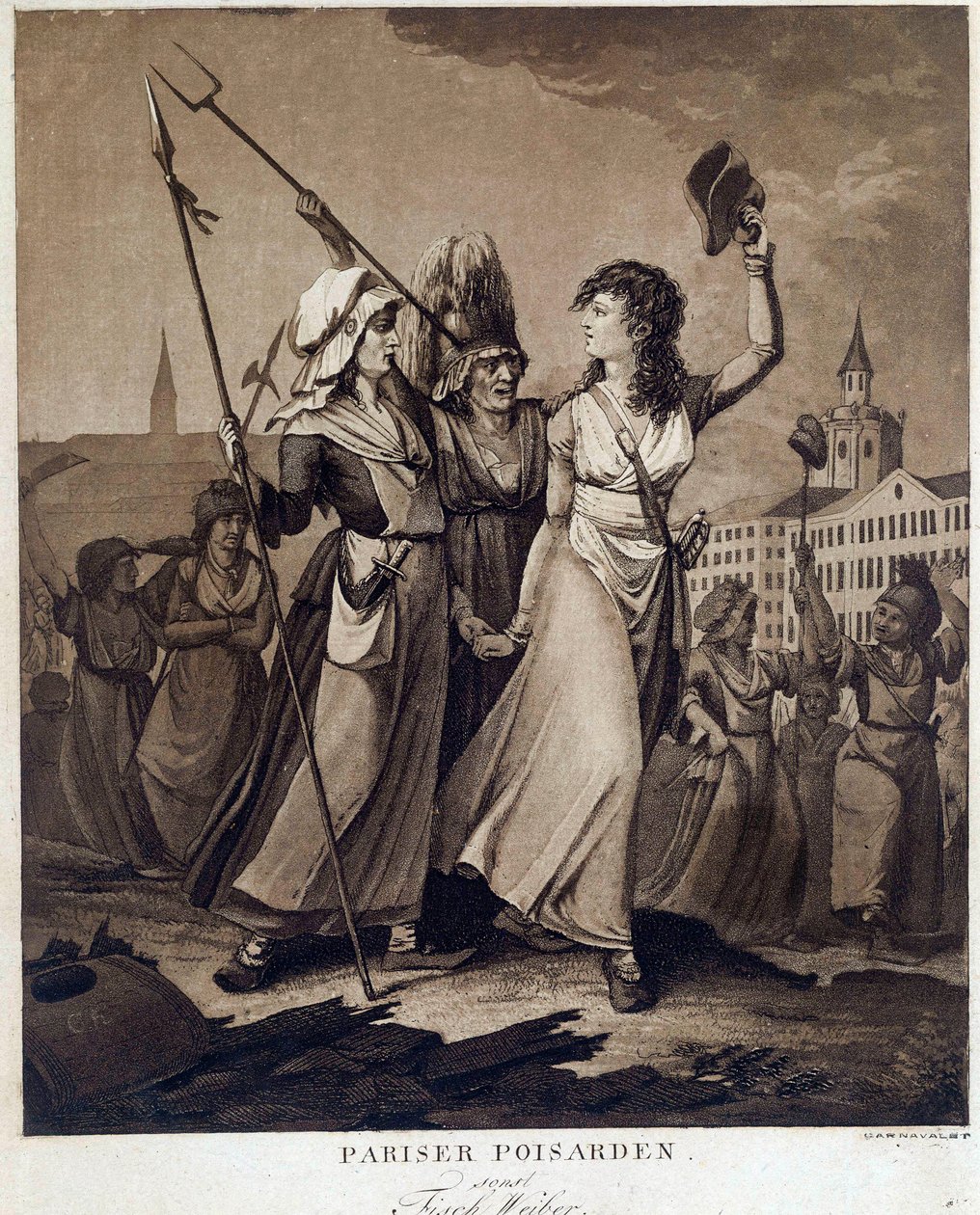 Fransk revolusjon: "" Parisian poissardes"" Trykk rundt 1789 Paris, Musee Carnavalet av French School