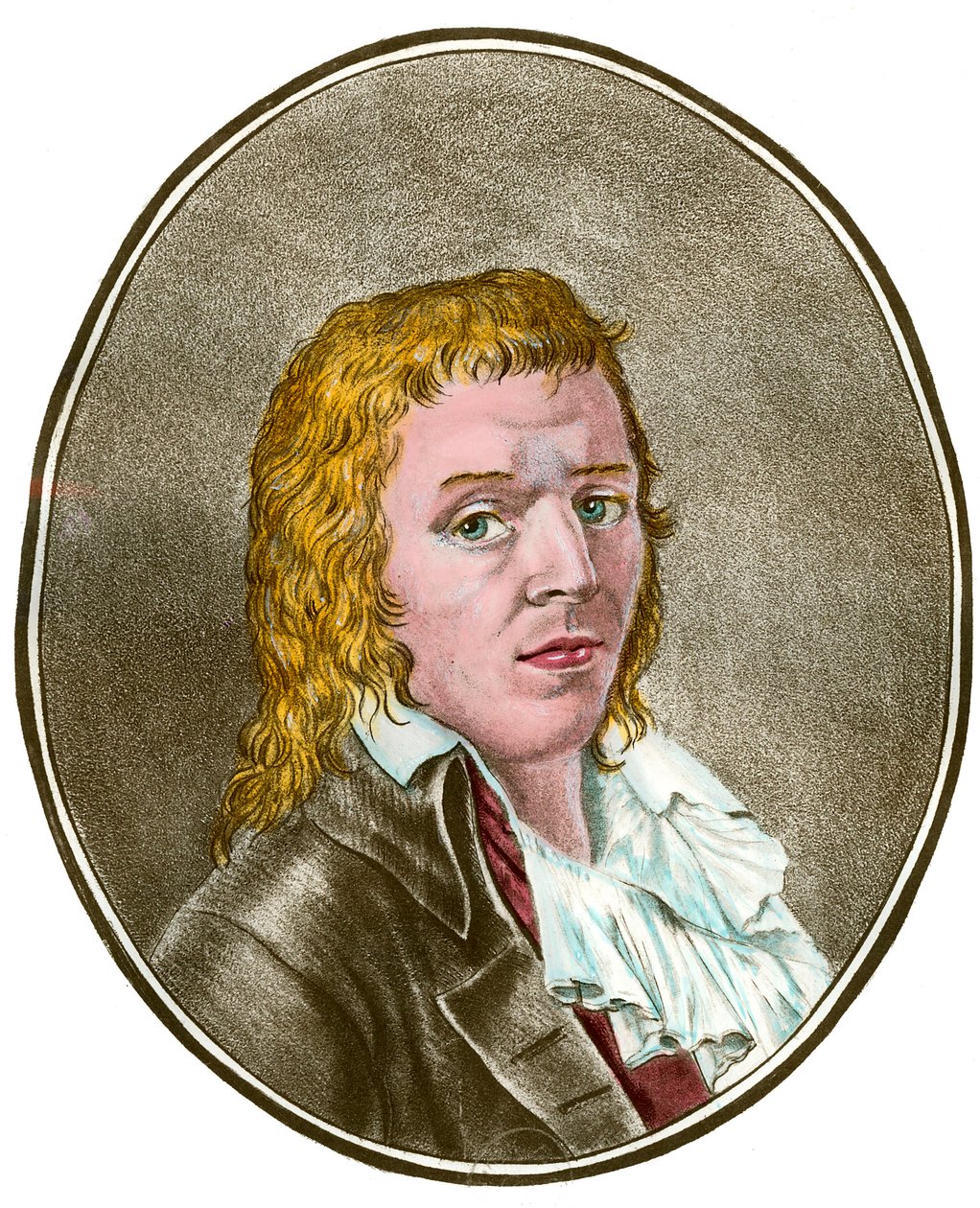 Fransk revolusjon: "" Portrett av Francois Babeuf dit Gracchus (1760-1797) revolutionaire"" Gravering av privatsamlingen fra 1700-tallet av French School