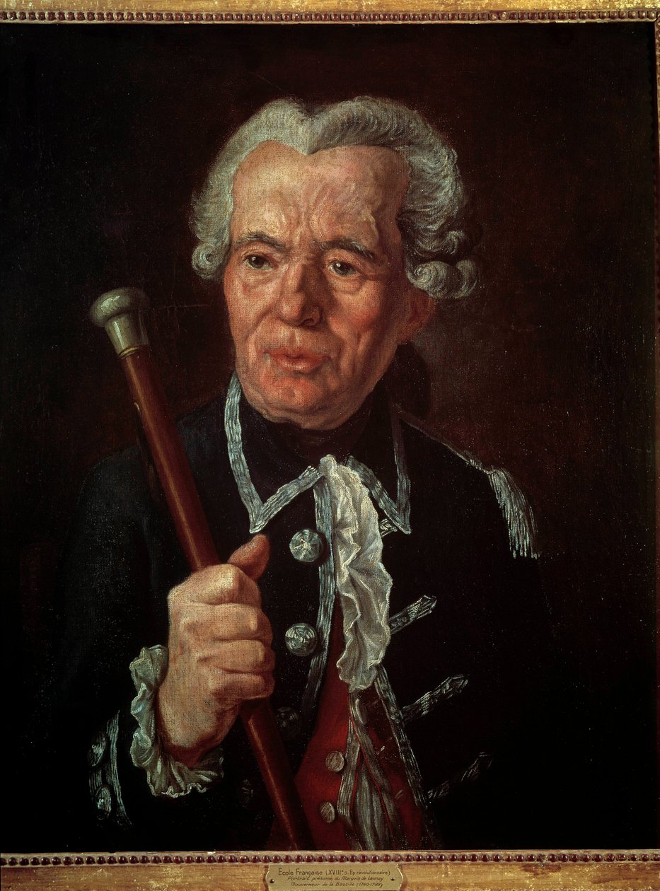 Fransk revolusjon: "" Portrett av markis Bernard Rene (Bernard-Rene) Jordan de Launay (1740-1789), guvernør i Bastillen"" Maleri av den franske skolen. 18. århundre. av French School