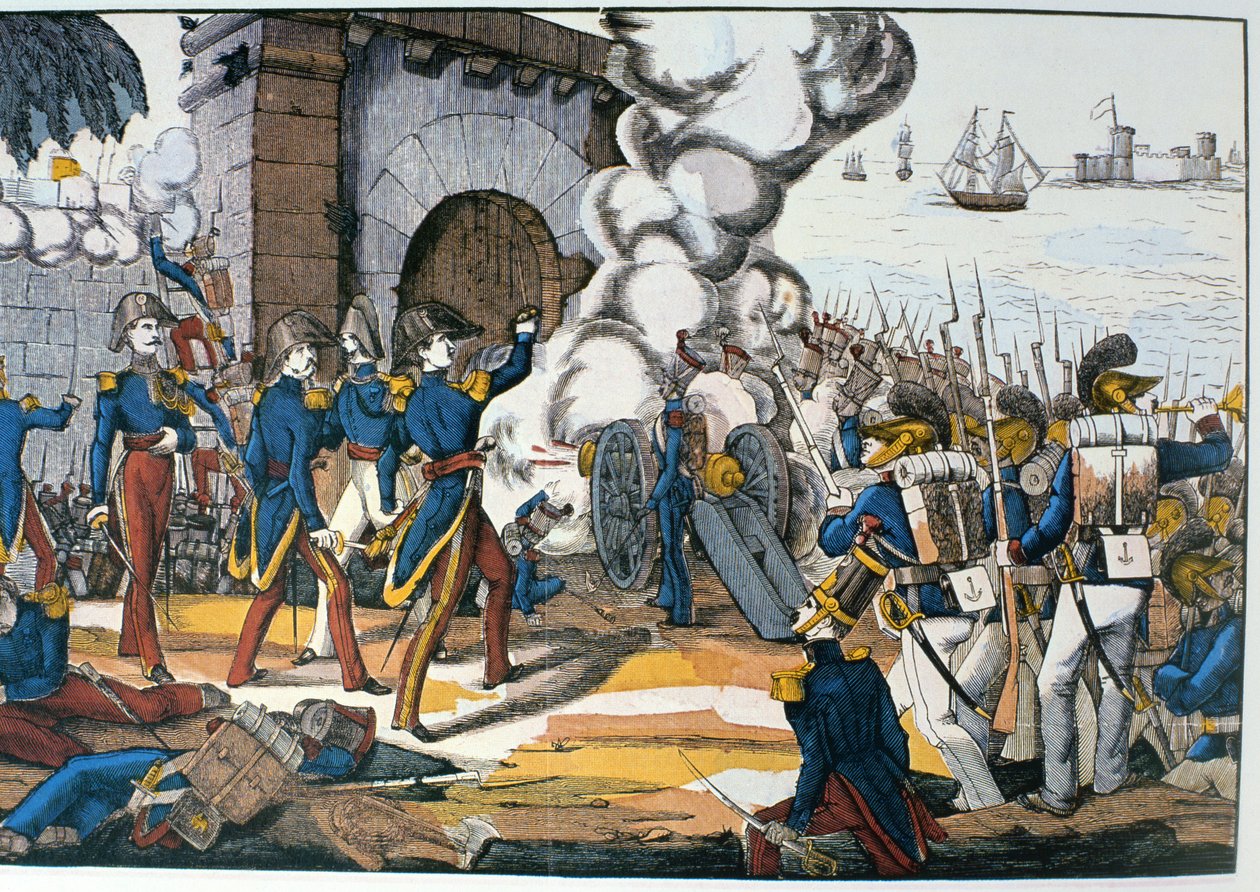 Fransk angrep på den meksikanske festningen San Juan de Ulua under konditorkrigen i 1838 av French School