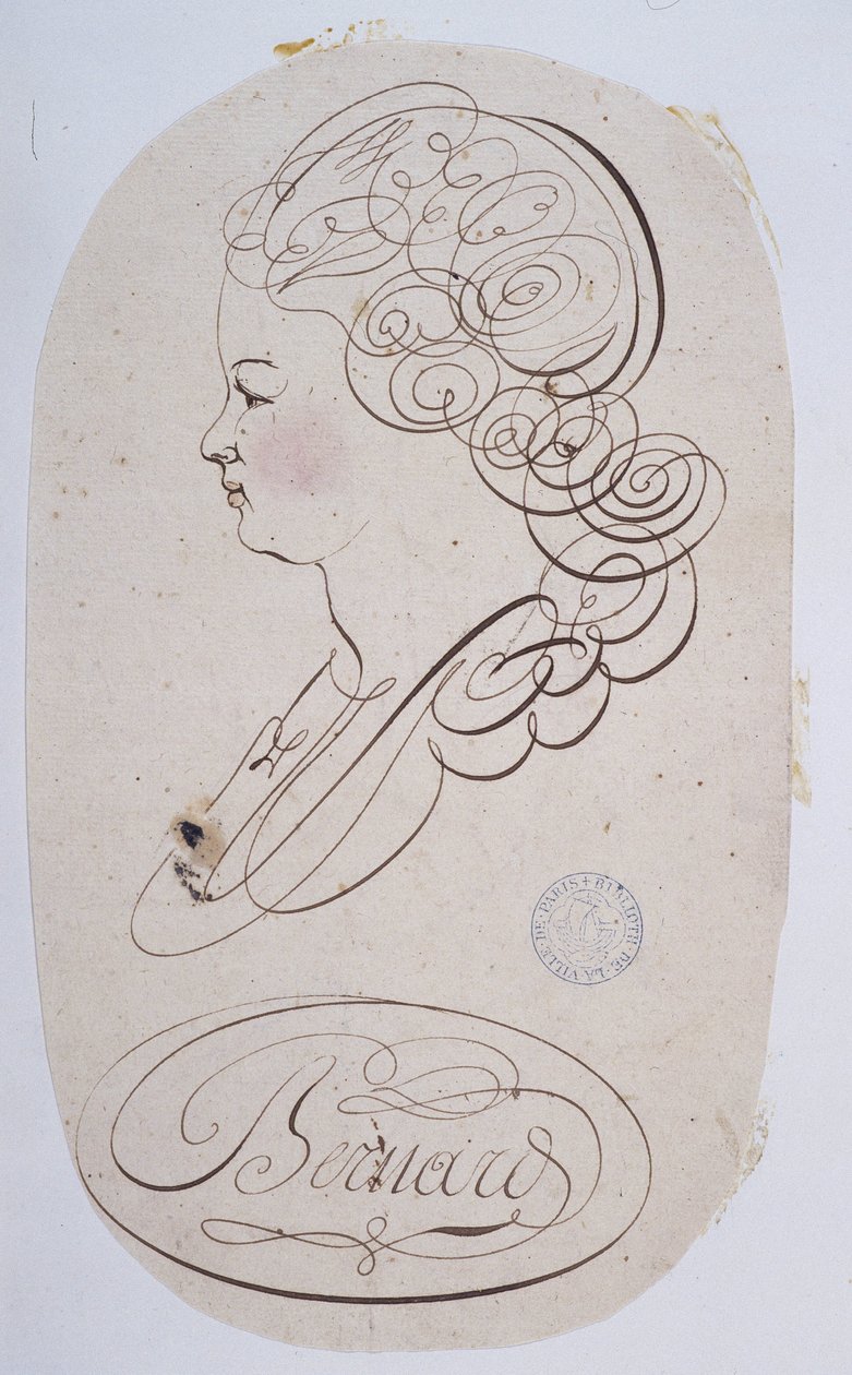 Fransk kalligrafi: Portrett av en ung person henrettet av Bernard de Paris rundt 1780. av French School