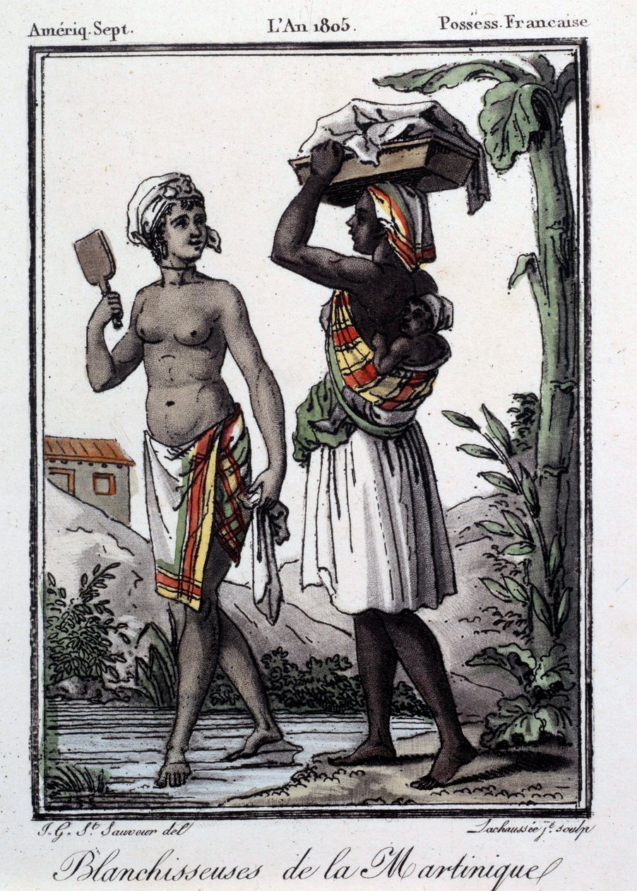 Franske kolonier: blekemidler fra Martinique til Vestindia. Gravering fra 1805. Chartres, Museum of Fine Arts av French School