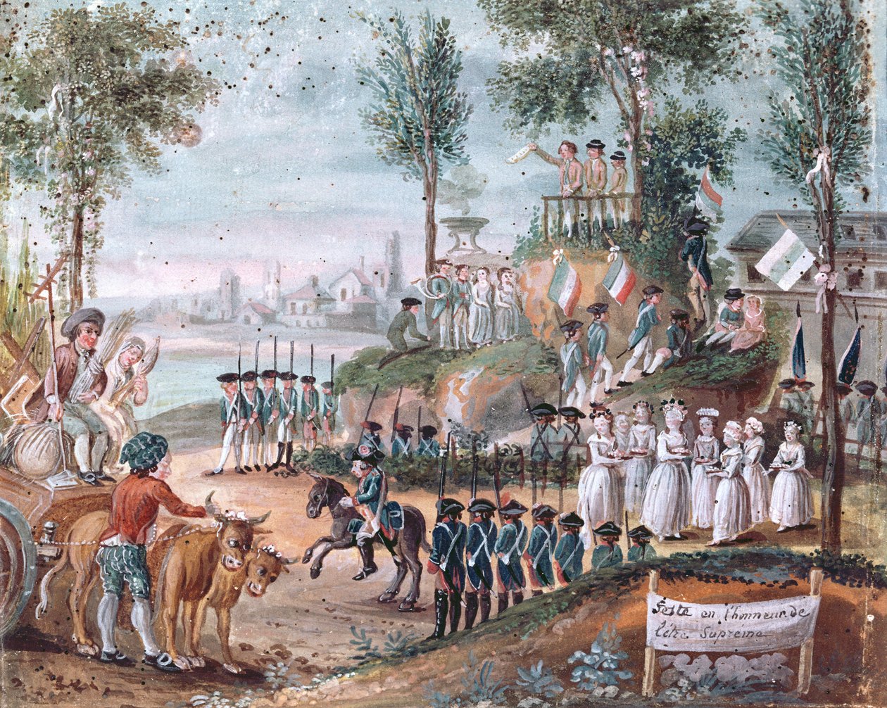 Fransk provinsfestival for det høyeste vesen, 1794 (wc på papir) av French School