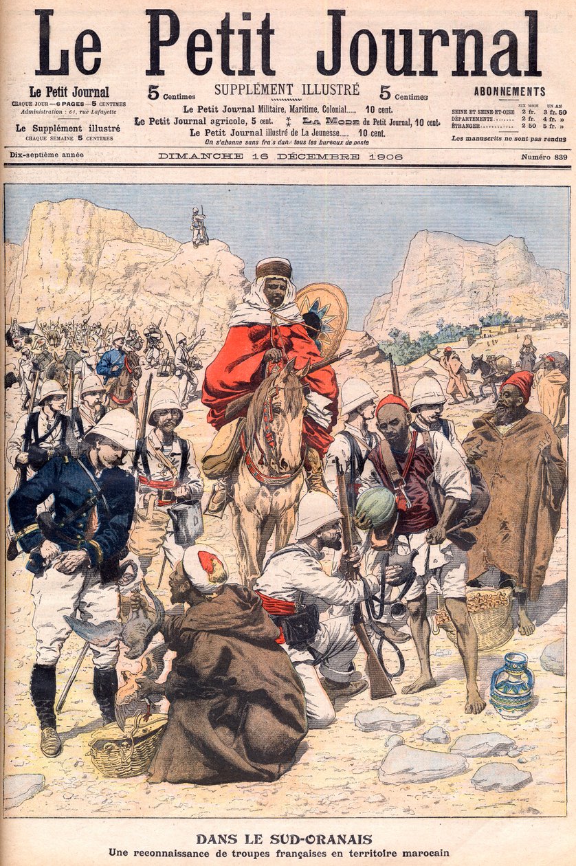 Fransk rekognoseringsekspedisjon i Sør-Marokko Illustrasjon for Le petit Journal, desember 1906. av French School