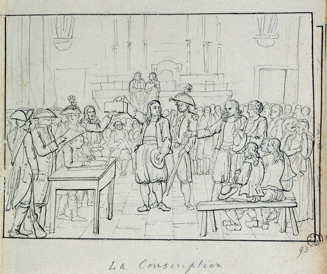 Fransk revolusjon: vernepliktsscene i Bretagne i 1793. Paris, Musee Carnavalet av French School