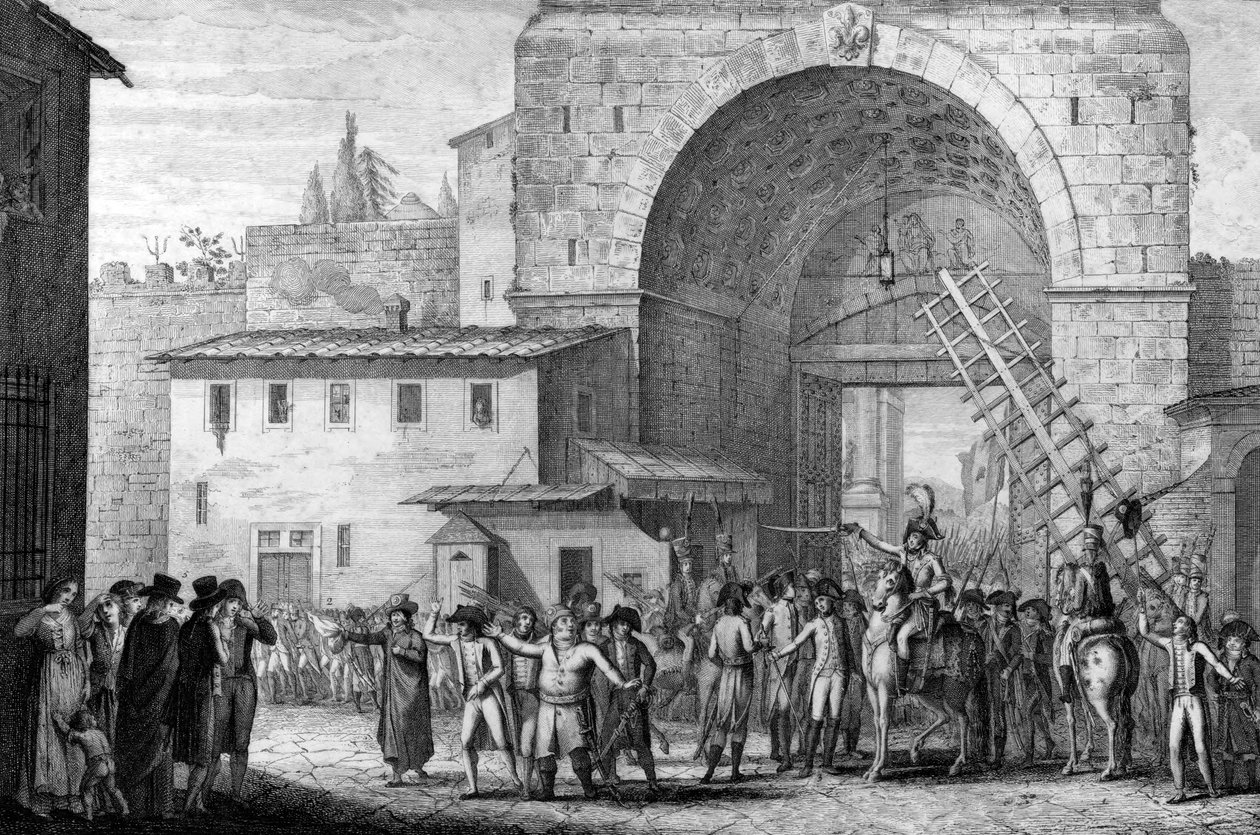French troops entering Florence in 1799 - French troops entering Florence through the San Gallo Gate in 1799 - av French School