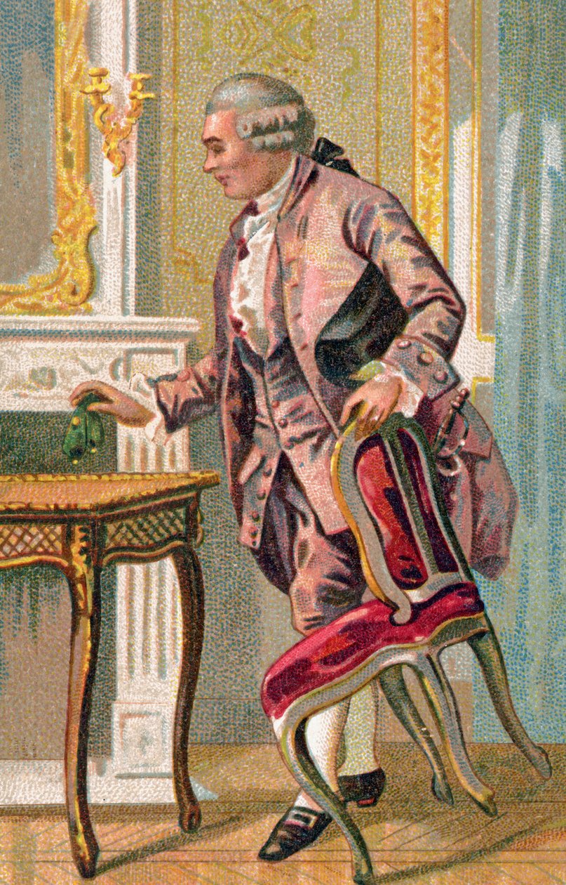 Den franske forfatteren Pierre Augustin Caron de Beaumarchais, ca. 1900 (chromo) av French School