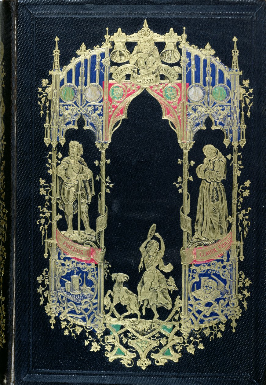 Forside av en utgave av Notre-Dame de Paris av Victor Hugo (1802-85) utgitt av Editions Perrotin, Paris, 1844 (skinn og gull) av French School