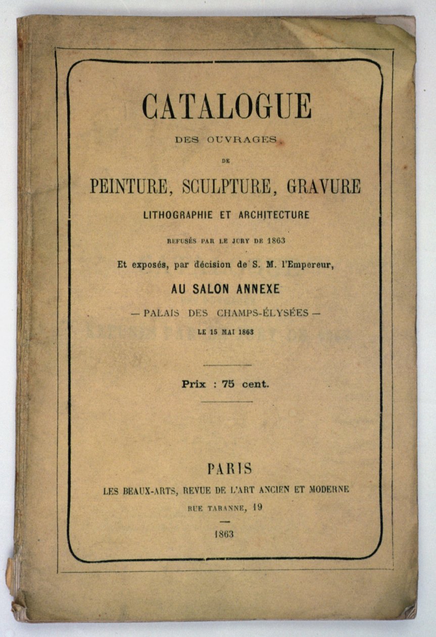 Forsiden av katalogen for Salon des Refuses, 1863 av French School