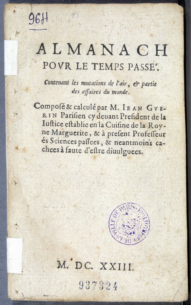 Frontispice av boken "Almanach pour le temps passé"", av Jean Guerin av French School
