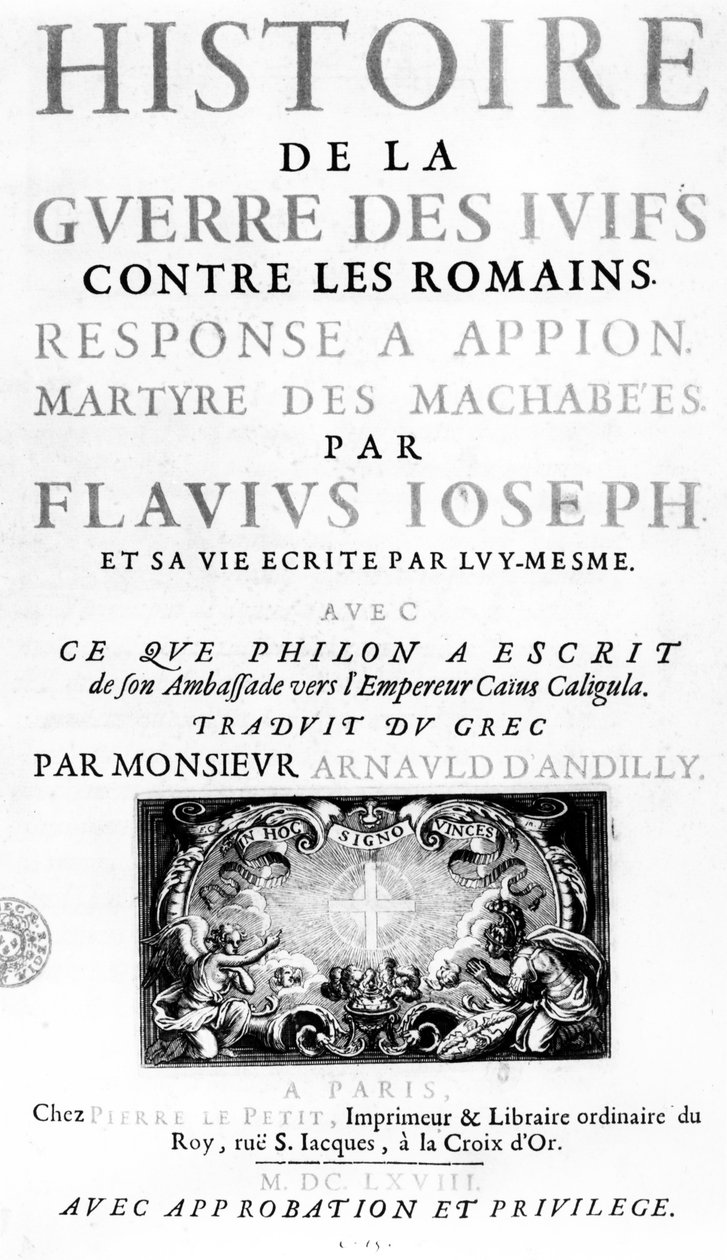 Frontispice av historien om jødenes krig mot romerne, av Flavius ​​​​Josephus, utgitt i Paris, 1688 av French School